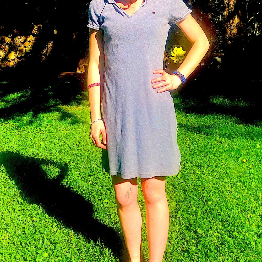 Tommy Hilfiger M Medium Womens Dress Gray Short SleeveTommy